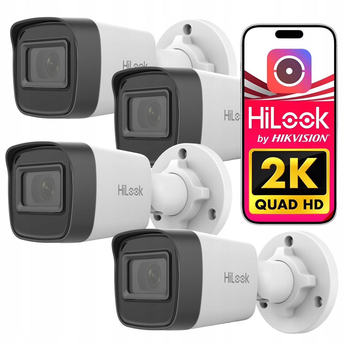 IP Camera 4x IPCAM-B4-P 4MPx HiLook IR20m DNR IP67 DWDR POE APP