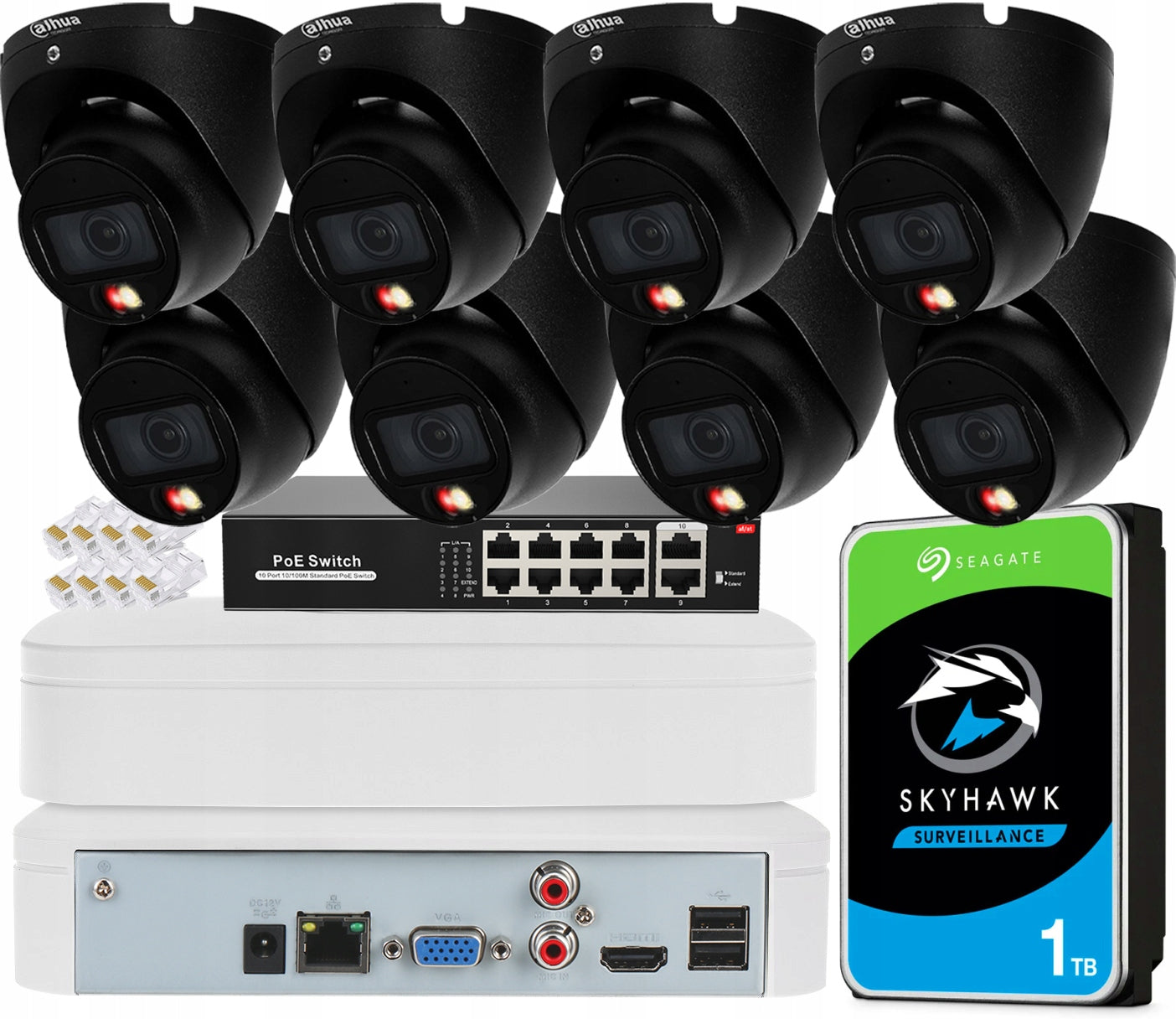 IP Monitoring Kit 6MPx Dahua Dual Light 8x IPC-HDW1639T-A-IL-S6 BLACK