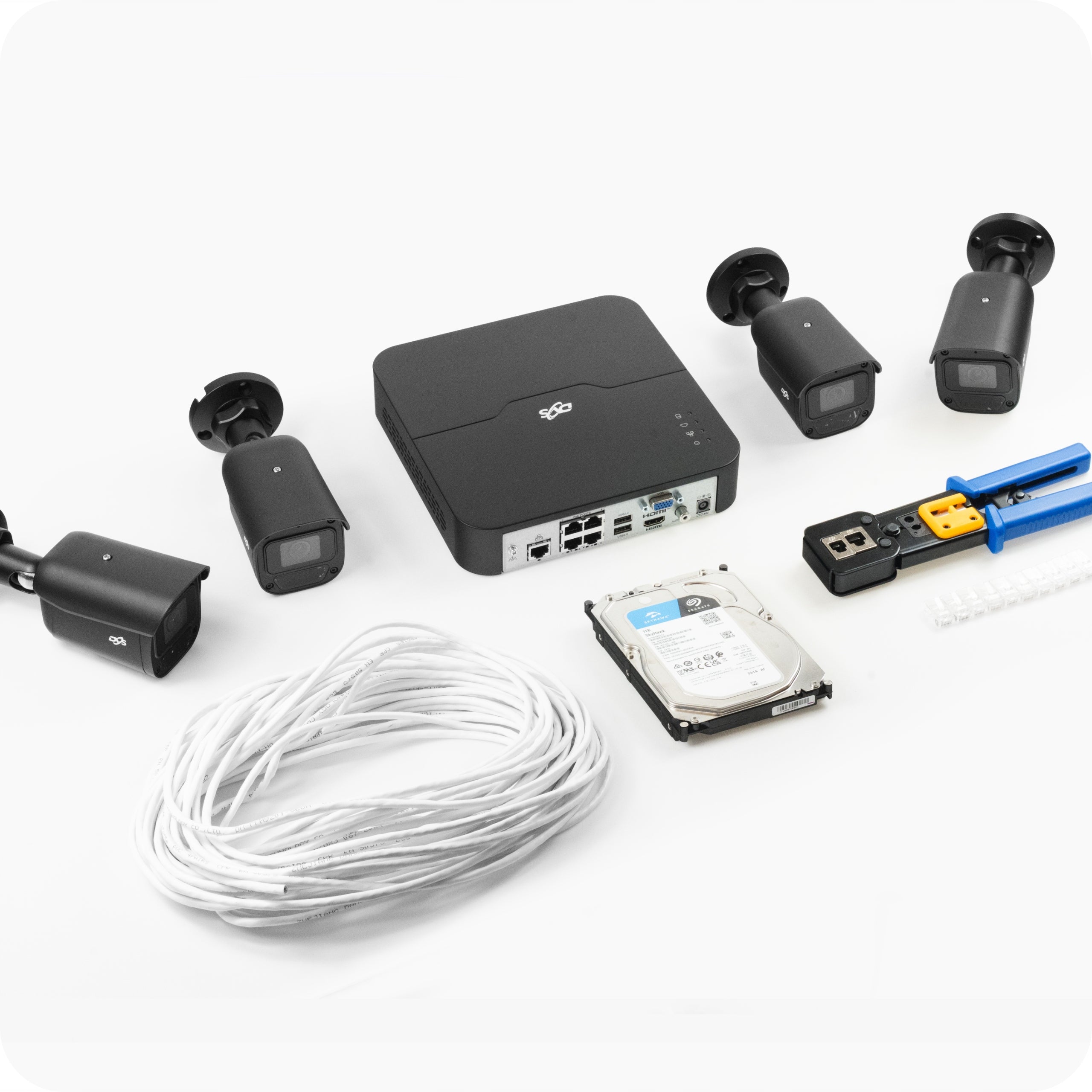 IP PoE Monitoring Kit 4 Cameras 5Mp External Home Detection App Packaging status original