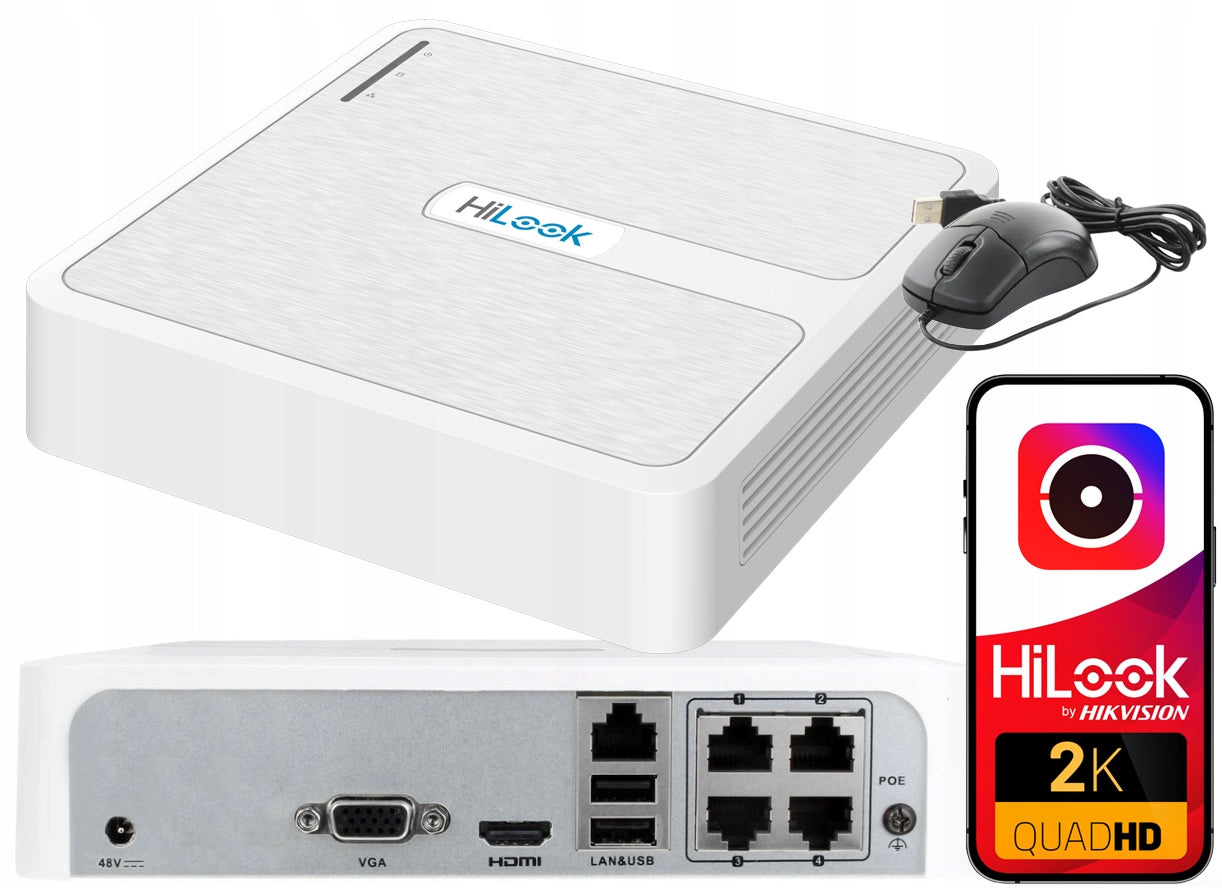 IP Recorder 4x PoE 6Mpx HiLook by Hikvision NVR-4CH-H/4P IP Recorder
