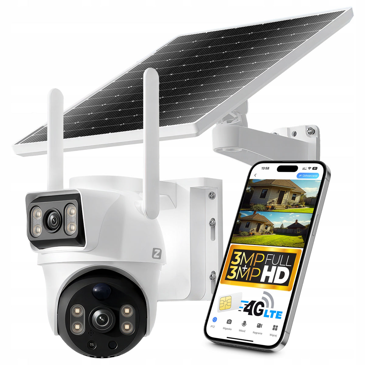 IP SURVEILLANCE CAMERA OUTDOOR SOLAR ROTATING GARDEN ZINTRONIC