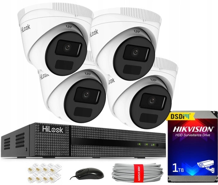IP SURVEILLANCE KIT 4 CAMERAS 4MPX IPC-T241H-C IP HILOOK HIKVISION NVR POE