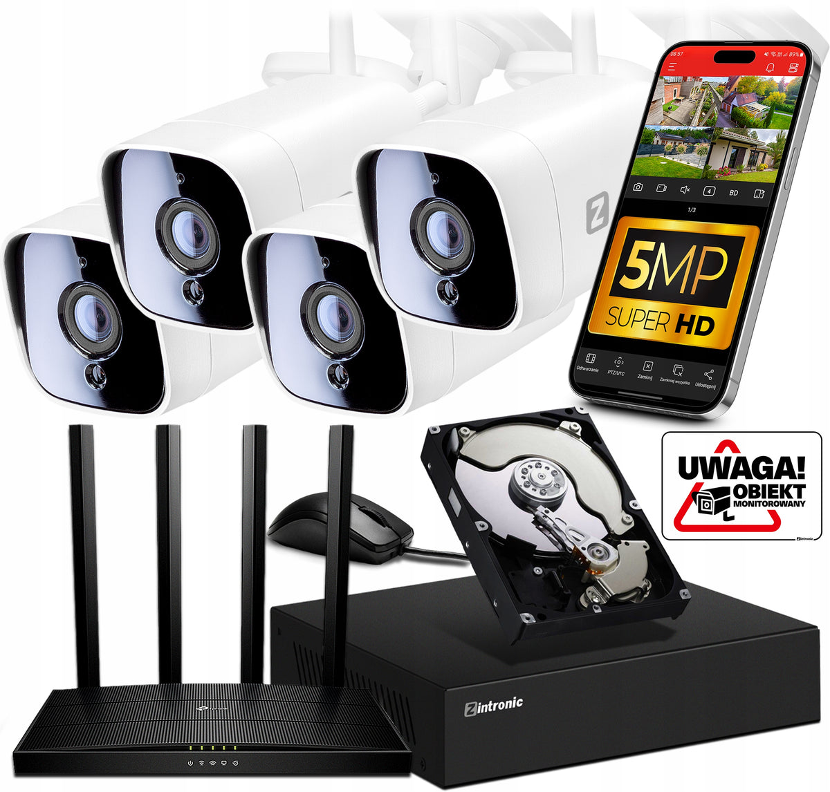 IP WiFi Monitoring Kit 4 CAMERAS 5MPx 4MPx