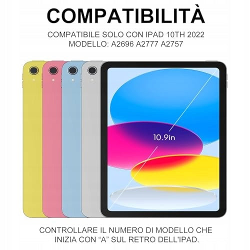 IPAD CASE 10TH GENERATION BLUETOOTH KEYBOARD ITALIAN QWERTY BACKLIGHT Manufacturer code Bez marki