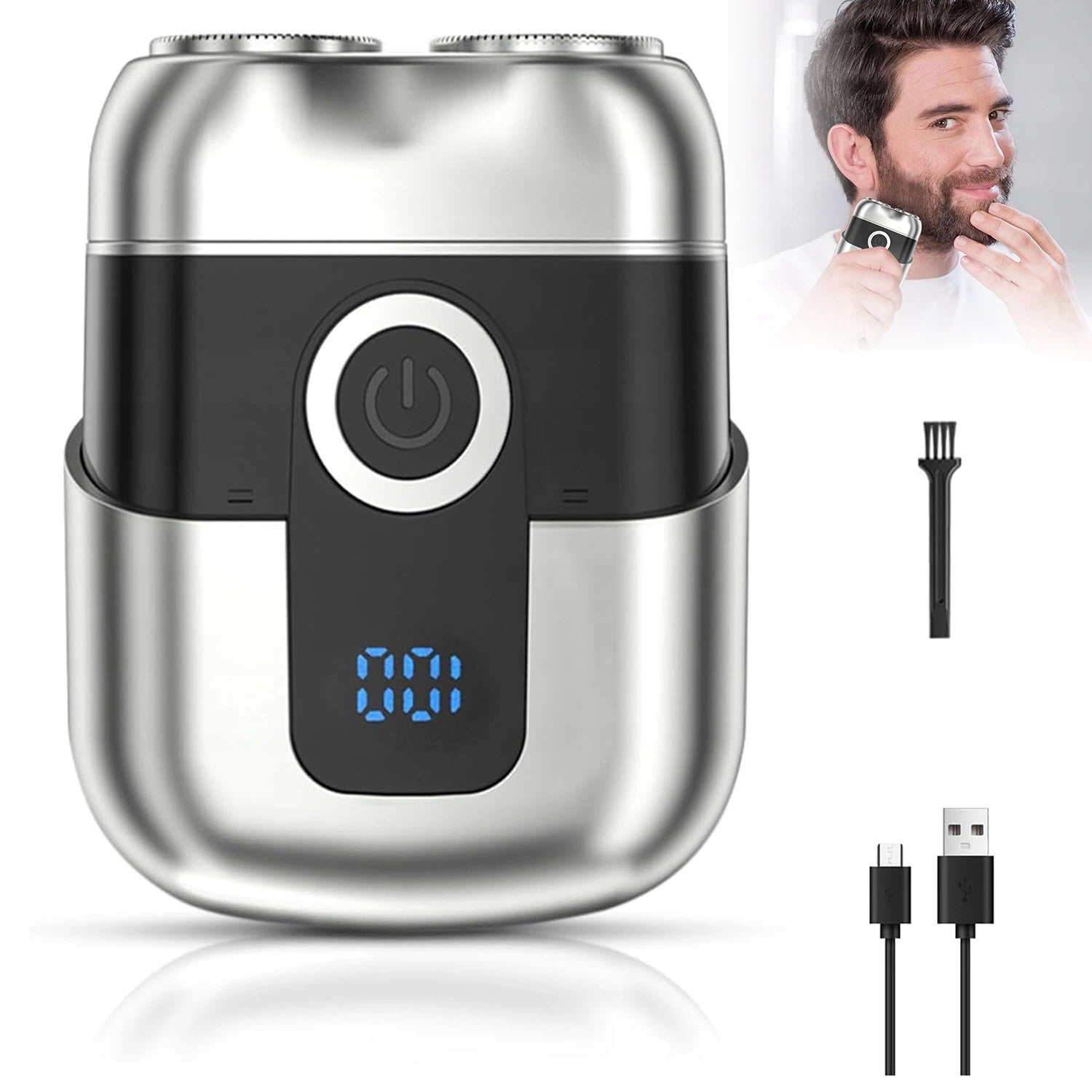IPX6 MEN'S SHAVER WATERPROOF WIRELESS WITH DOUBLE BLADE LCD Packaging status original