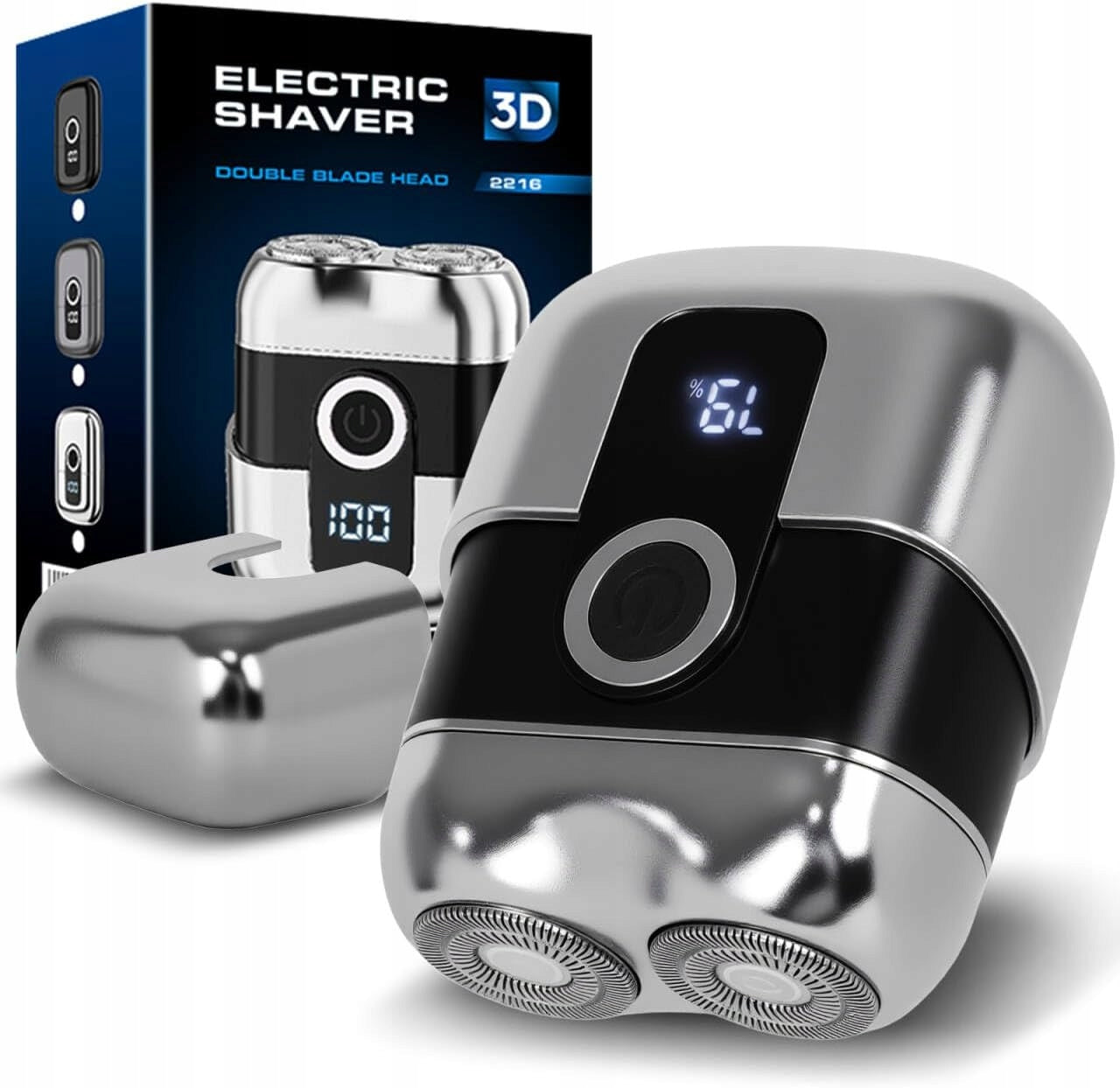 IPX6 MEN'S SHAVER WATERPROOF WIRELESS WITH DOUBLE BLADE LCD