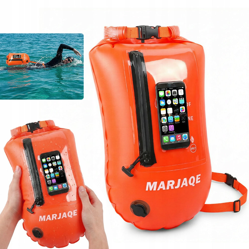 IPX7 Safety buoy inflatable for swimming with dry pocket