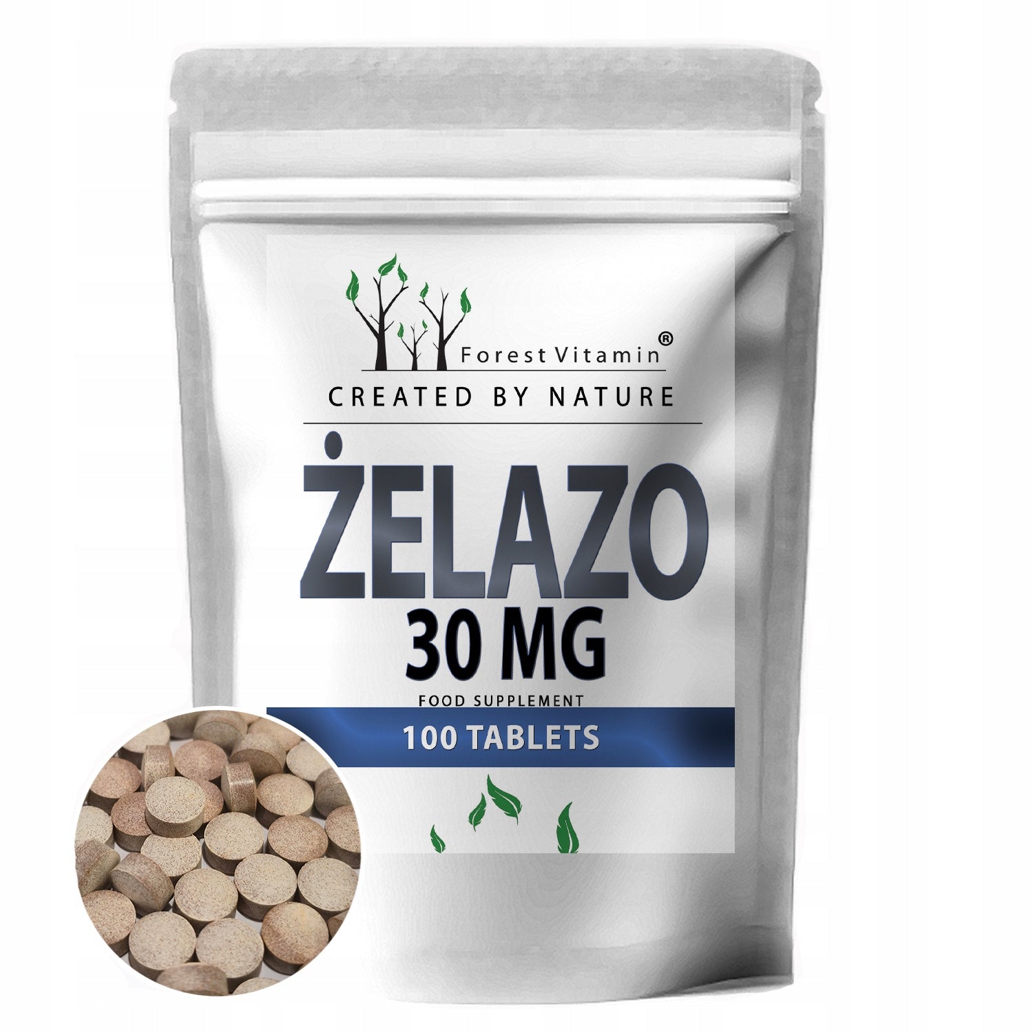 IRON 30mg DIGESTIBLE ORGANIC 100tab STRONG IRON FUMARATE