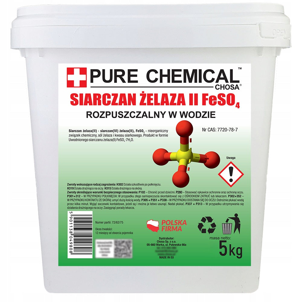 IRON SULFATE 5kg UNCLUSTERED LOOSE CLEAN WITHOUT ADDITIVES BUCKET WITH SEAL