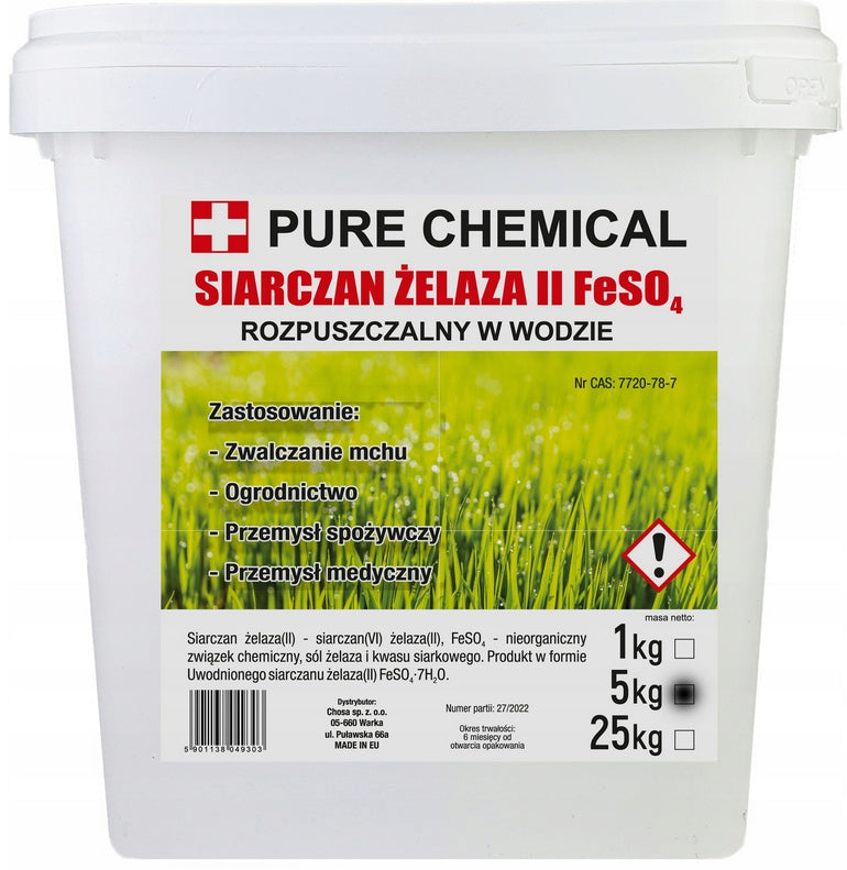 IRON SULFATE FOR LAWN MOSS 5KG HEPTAHYDRATE LOOSE CLEAN BUCKET EAN (GTIN) 5906379272572