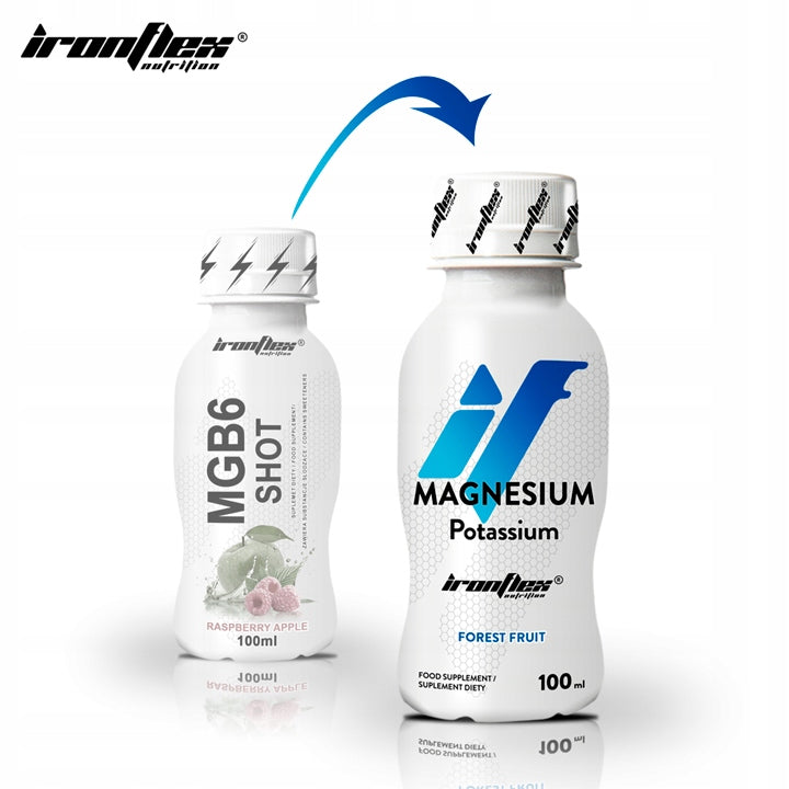 IRONFLEX MAGNESIUM POTASSIUM 100ml SHOT MAGNESIUM POTASSIUM + VITAMIN B6 CONTRACTION EAN (GTIN) 5903140698104