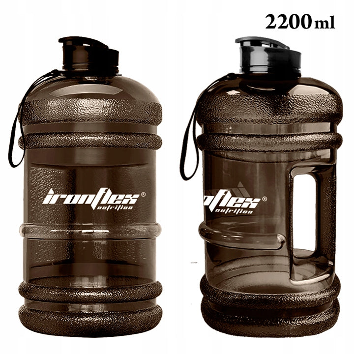 IRONFLEX MOTIVATIONAL WATER BOTTLE 2200 ml SPORTS WATER BOTTLE 2,2l WITH MEASURING CUP Color black