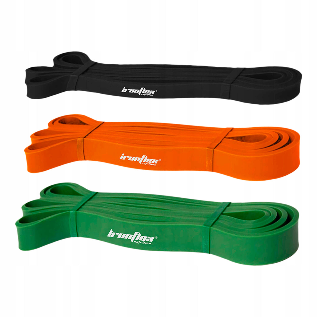 IRONFLEX SET OF 3 EXERCISE RUBBERS POWER BAND RESISTANCE BANDS TRAINING RUBBERS
