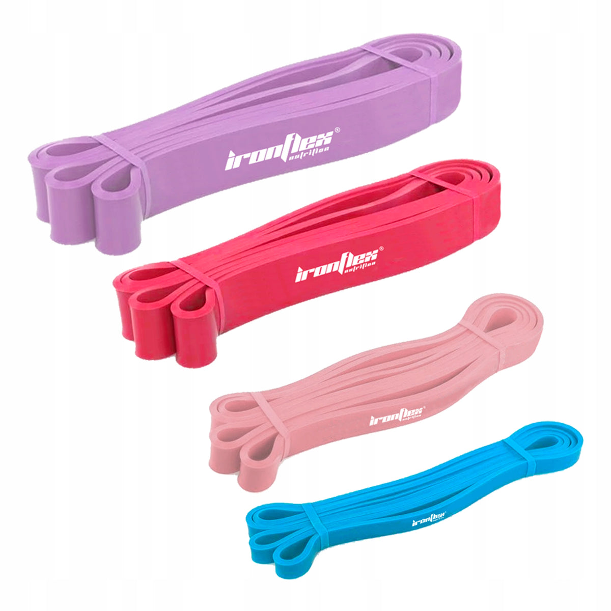 IRONFLEX SET OF 4 EXERCISE RUBBERS POWER BAND RESISTANCE BANDS TRAINING RUBBERS