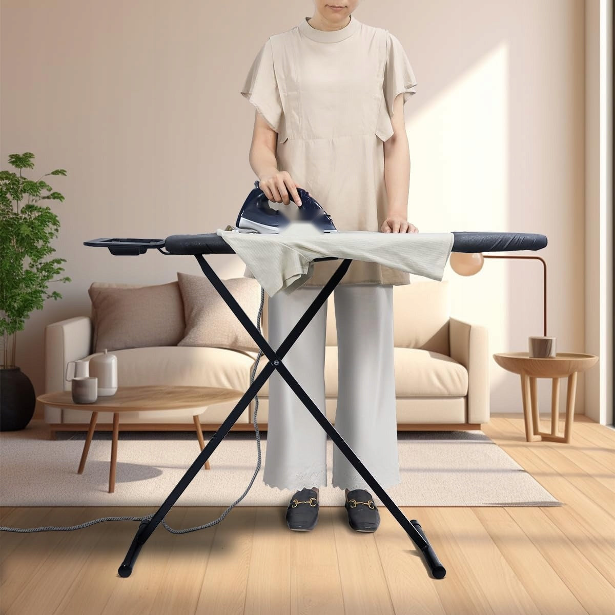 IRONING BOARD 31X91CM FOLDING LIGHT BLACK ADJUSTABLE WITH SHELF Kind Other