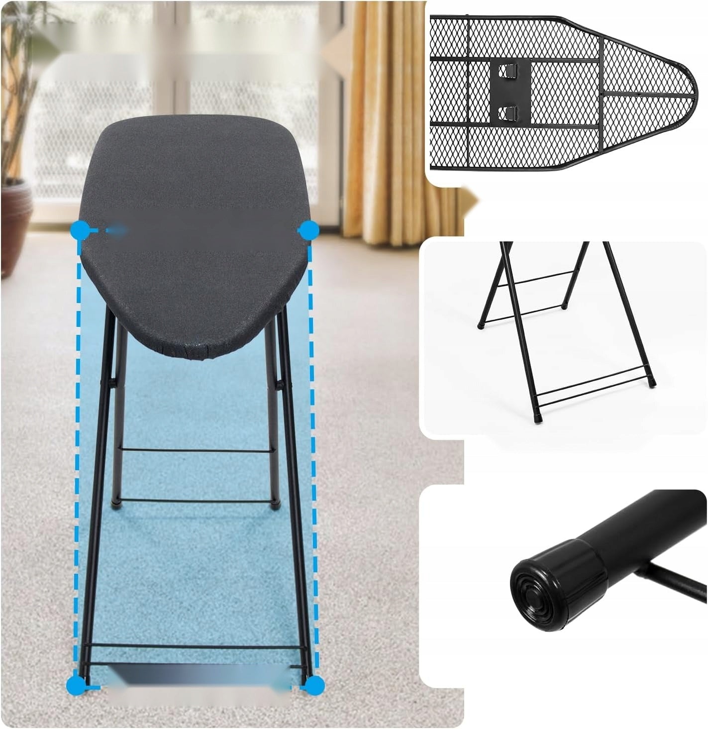 IRONING BOARD 33X89CM FOLDING WITH HOOK LIGHT BLACK METAL Manufacturer code 5908107845638