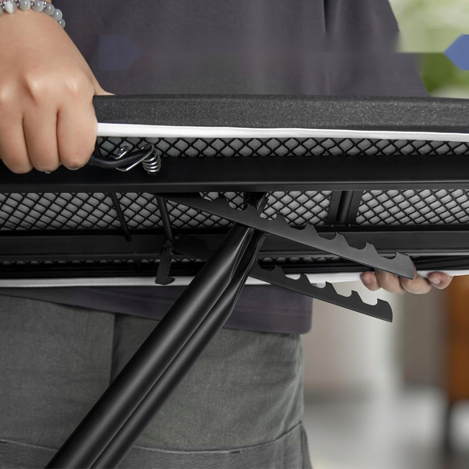 IRONING BOARD BLACK ADJUSTABLE HEIGHT 110X33CM FOLDED STABLE LARGE Total height 33 cm