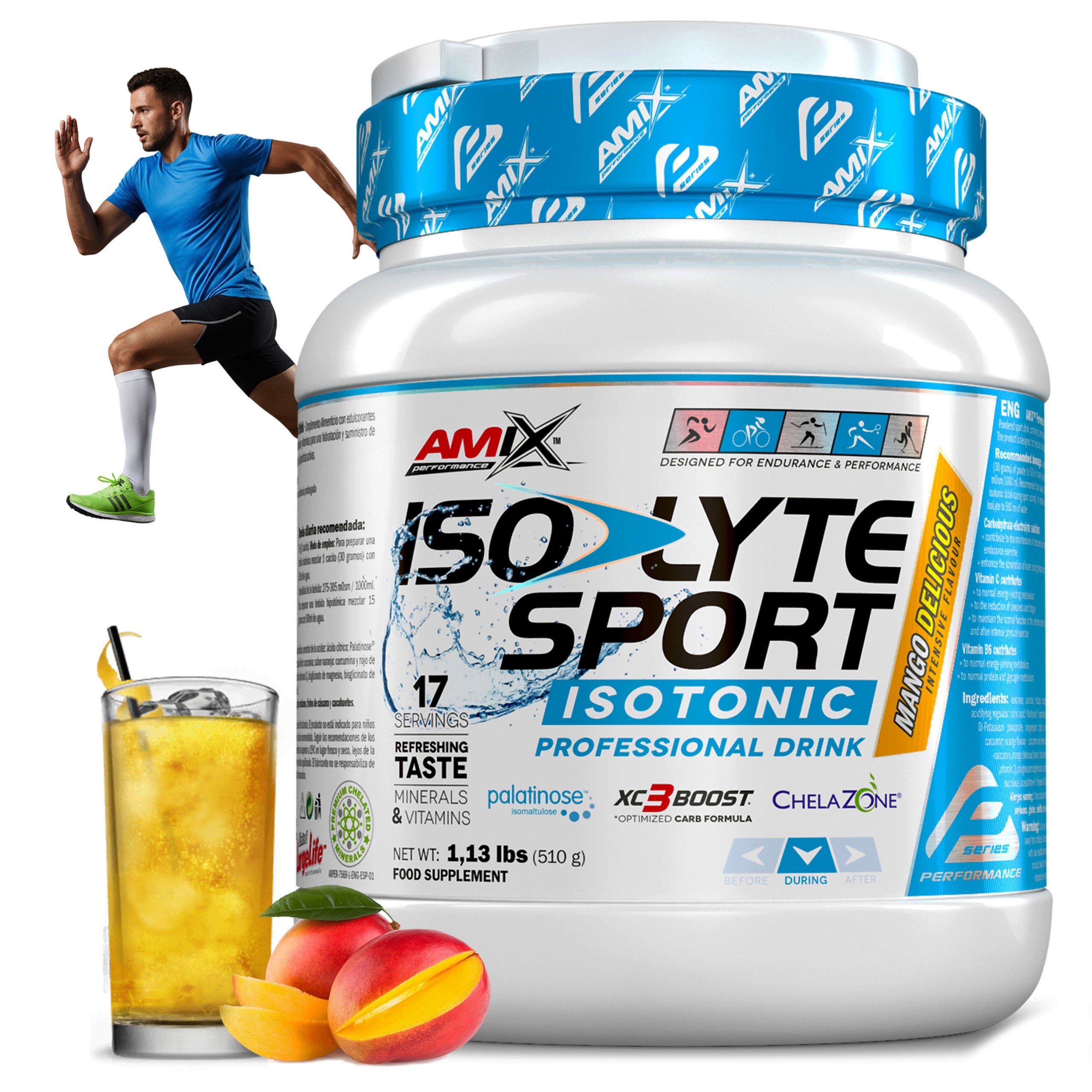 ISOTONIC Isolyte electrolytes ISOTONIC POWDER FOR RUNNERS, MANGO CYCLISTS