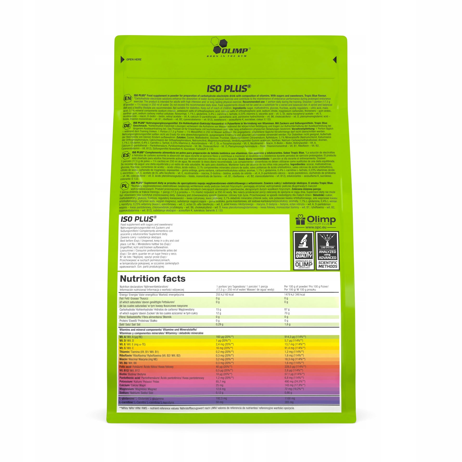 ISOTONIC POWDER OLIMP ISO PLUS SPORT EXERCISE TROPICAL FRUIT 1505G Manufacturer code 37900