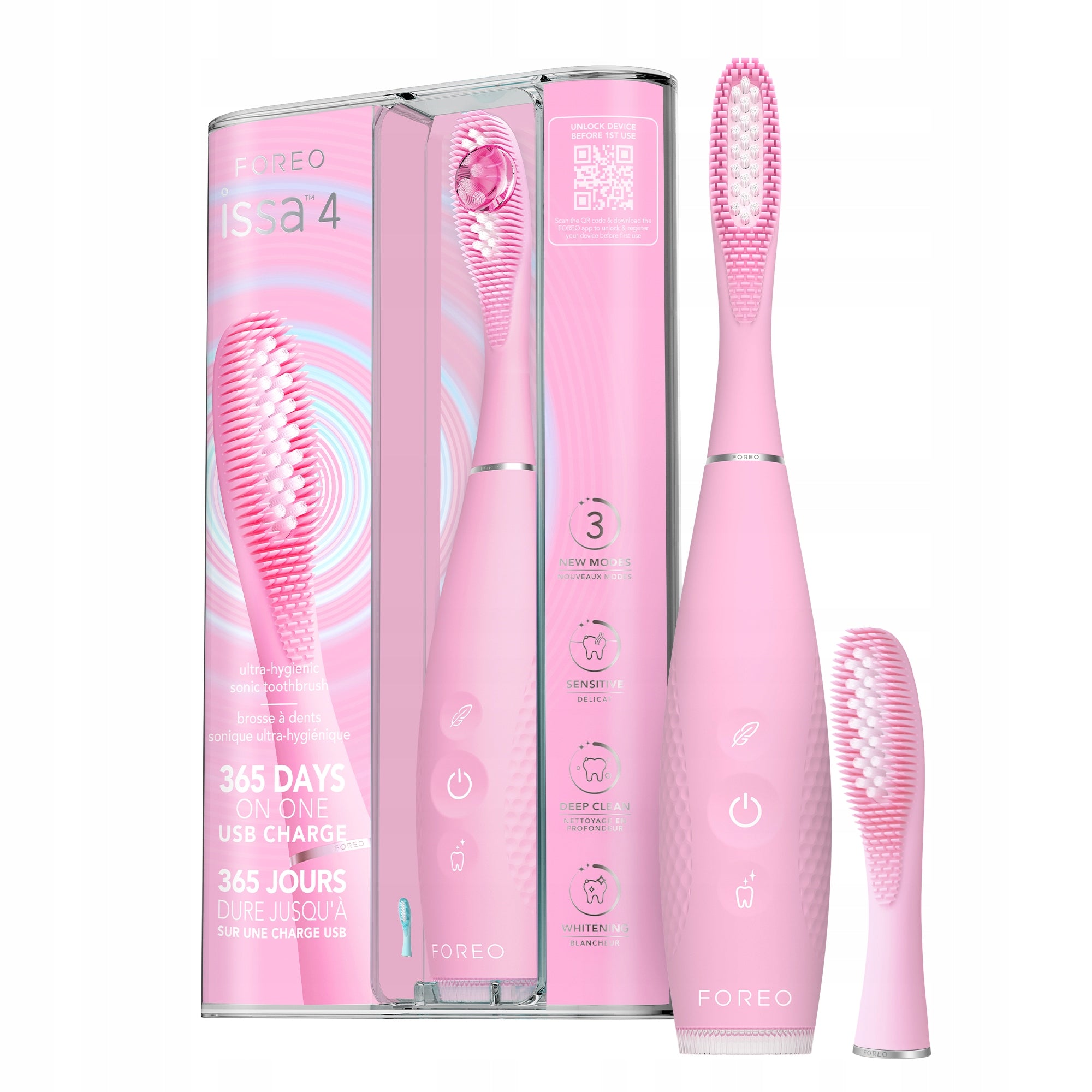 ISSA 4 Pearl Pink & ISSA Hybrid Wave Brush Head Pearl Pink - Bundle