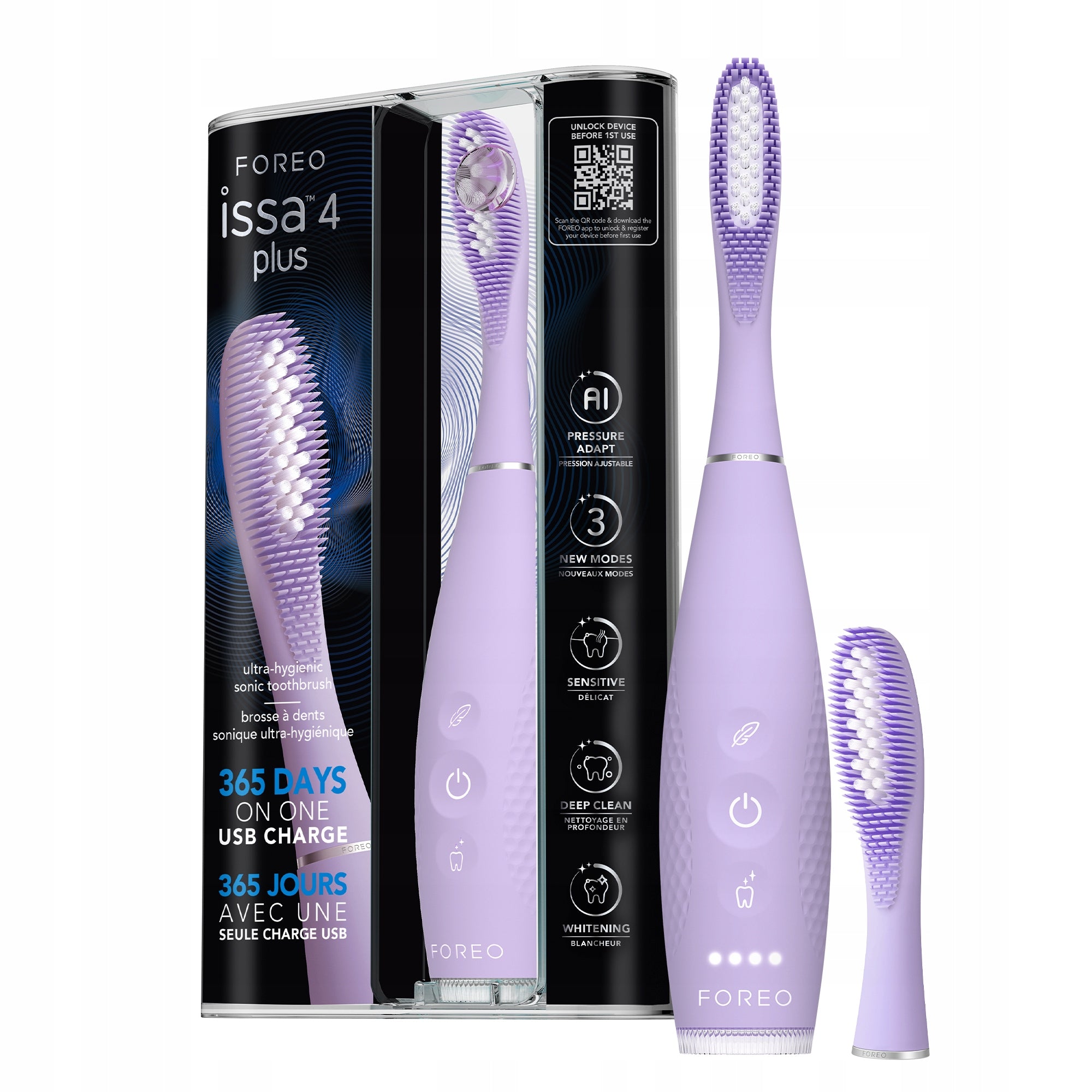 ISSA 4 plus Lavender & ISSA Hybrid Wave Brush Head Lavender Bundle