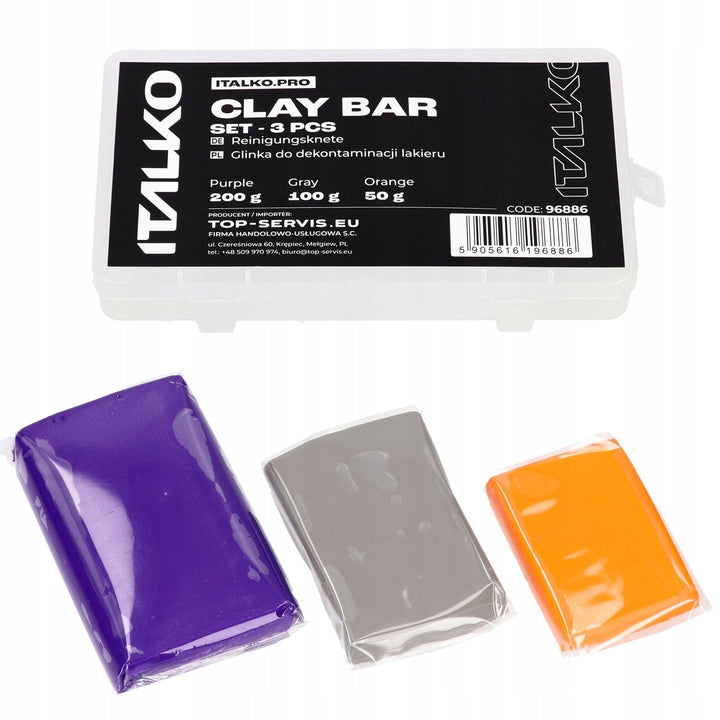ITALKO CLAY BAR SET OF 3 CLAYS WITH DIFFERENT HARDNESS 50G, 100G, 200G