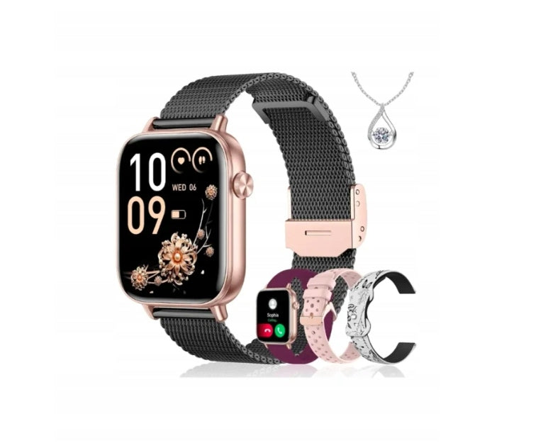 Iaret Smartwatch Damen Smart Watch 1.7" I18 Gold Replacement 4 Straps