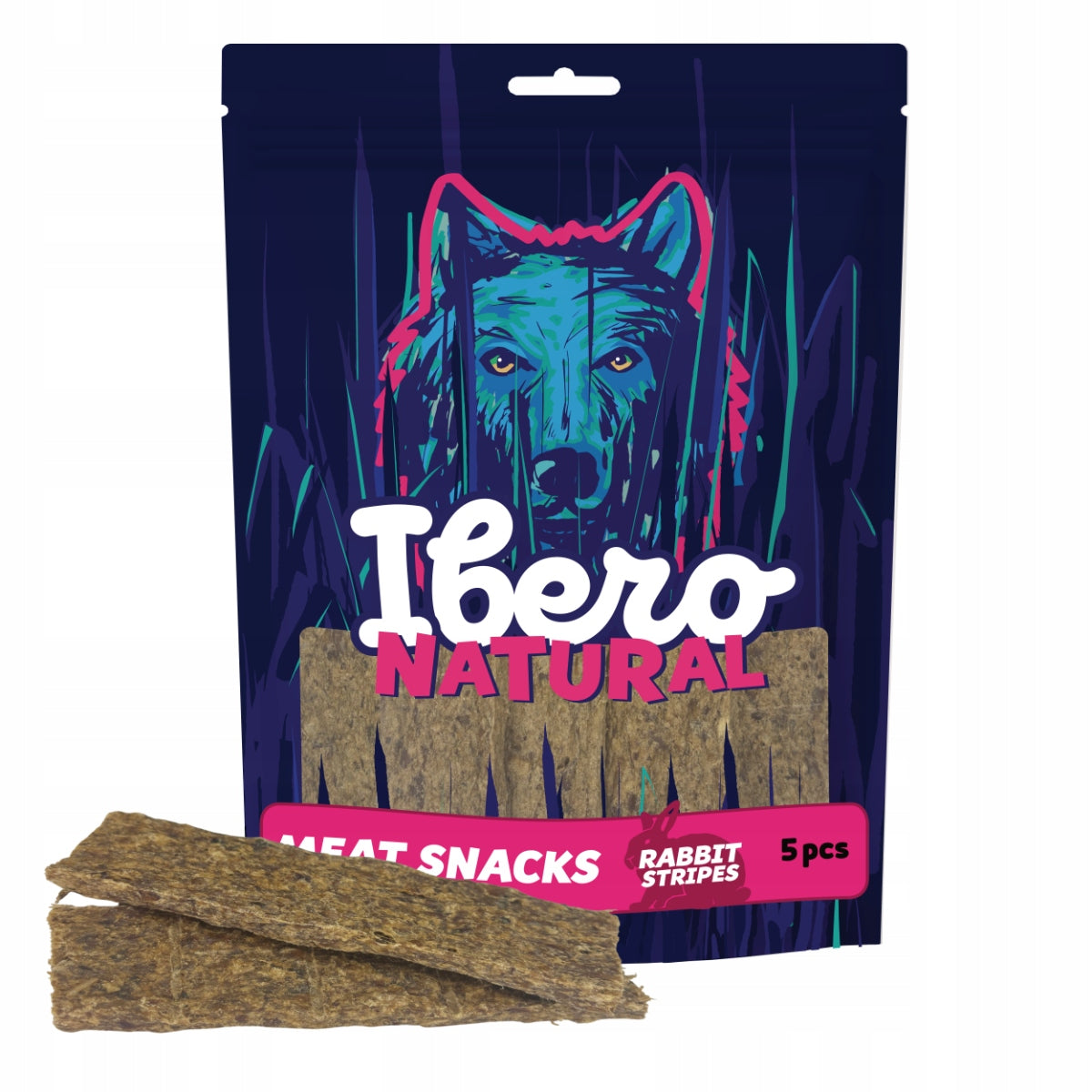 Ibero Meat Snack Rabbit Stripes 5 Pack - Natural Rabbit Strips for Dogs