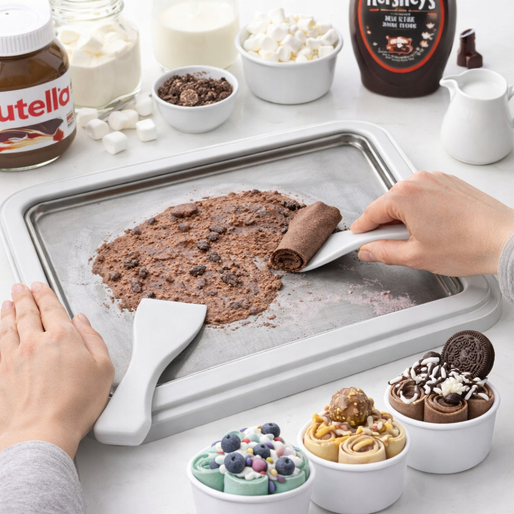 Ice Cream Thai Original Tray Ice Cream Machine ZUVE Stainless Steel LARGE XL Additional features Oryginalna Tacka ZUVE do lodów tajski