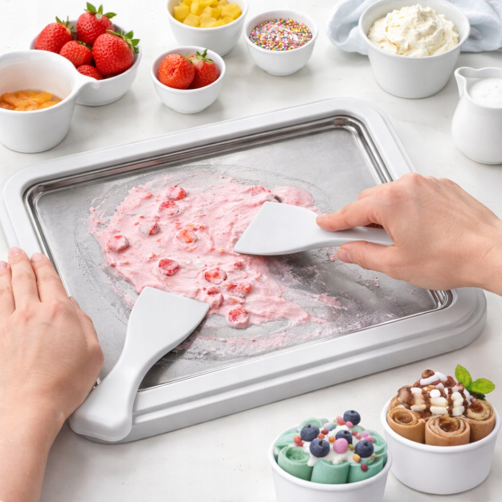 Ice Cream Thai Original Tray Ice Cream Machine ZUVE Stainless Steel LARGE XL Kind ice cream maker