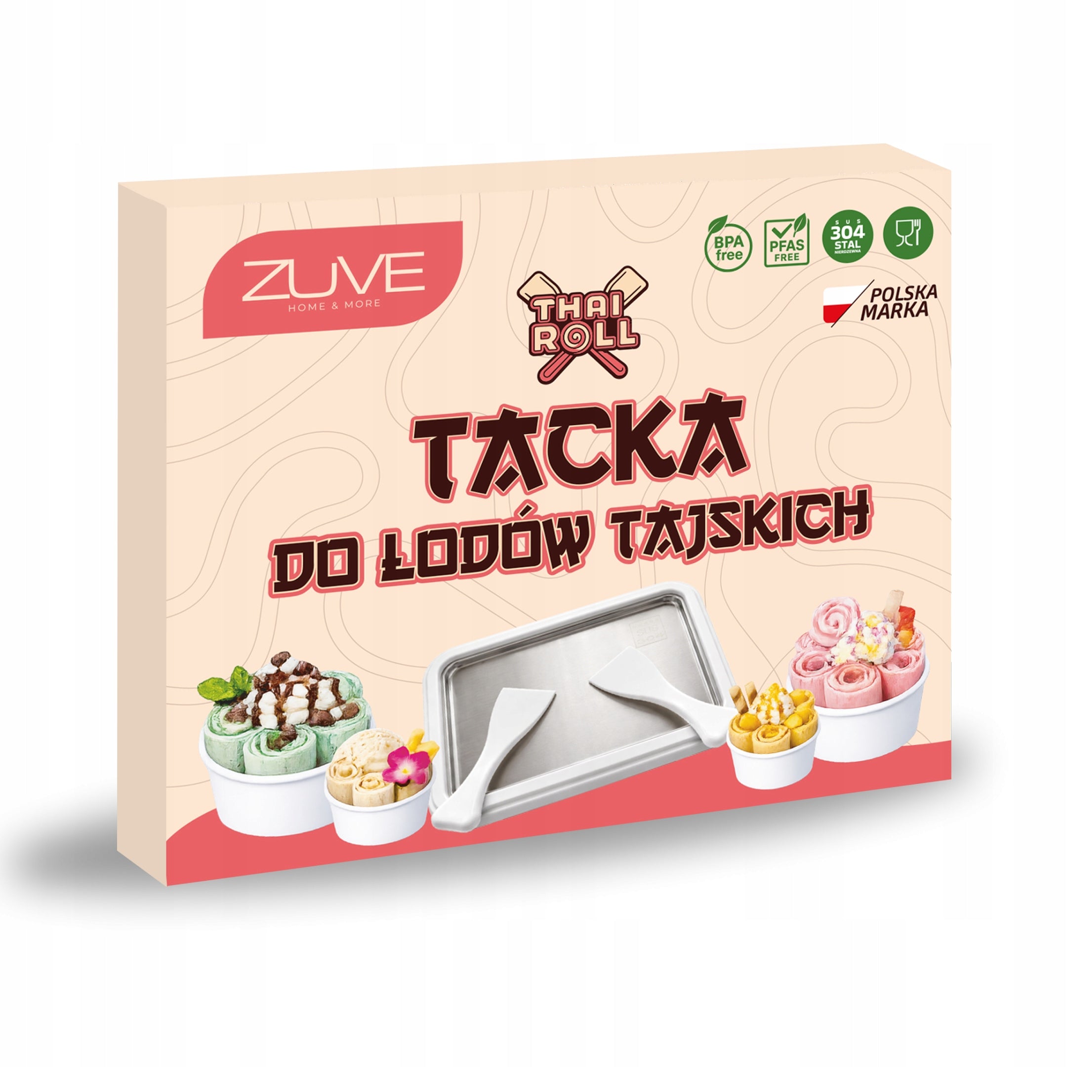 Ice Cream Thai Original Tray Ice Cream Machine ZUVE Stainless Steel LARGE XL Model Tacka Zuve Thai Roll