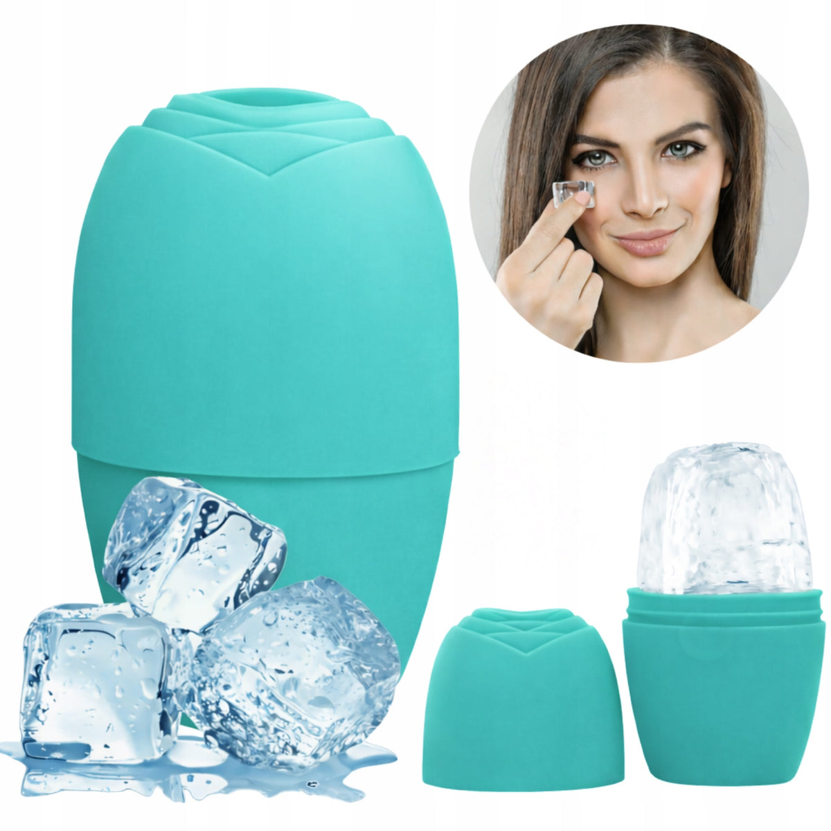 Ice Cube Cooling Face Massager Lifting Ice Cube Turquoise Smoothing Medical device no