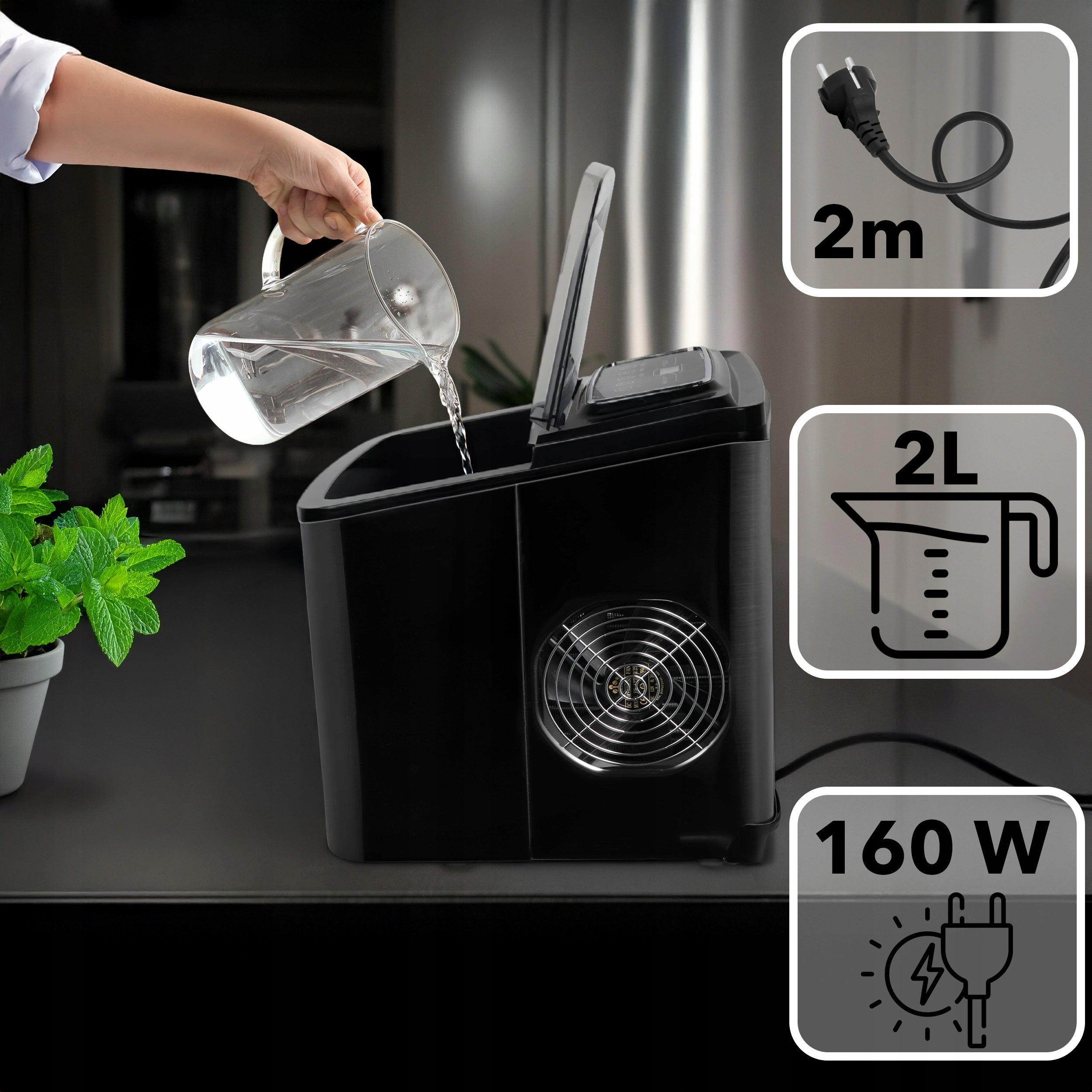 Ice Maker EBERG Homemade Cube Machine 12kg 160W Express Ice Packaging status original