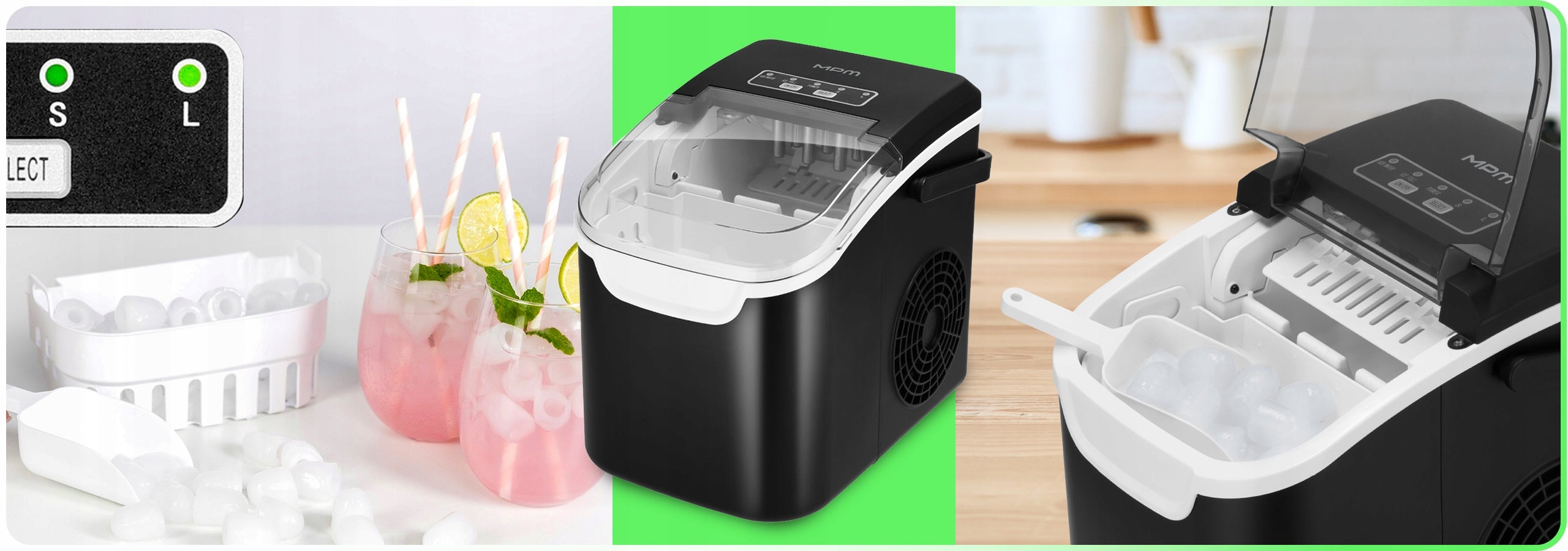 Ice Maker MPM MKD-206 black 100W Adjustable Compact Household 1,2l Dominant color black