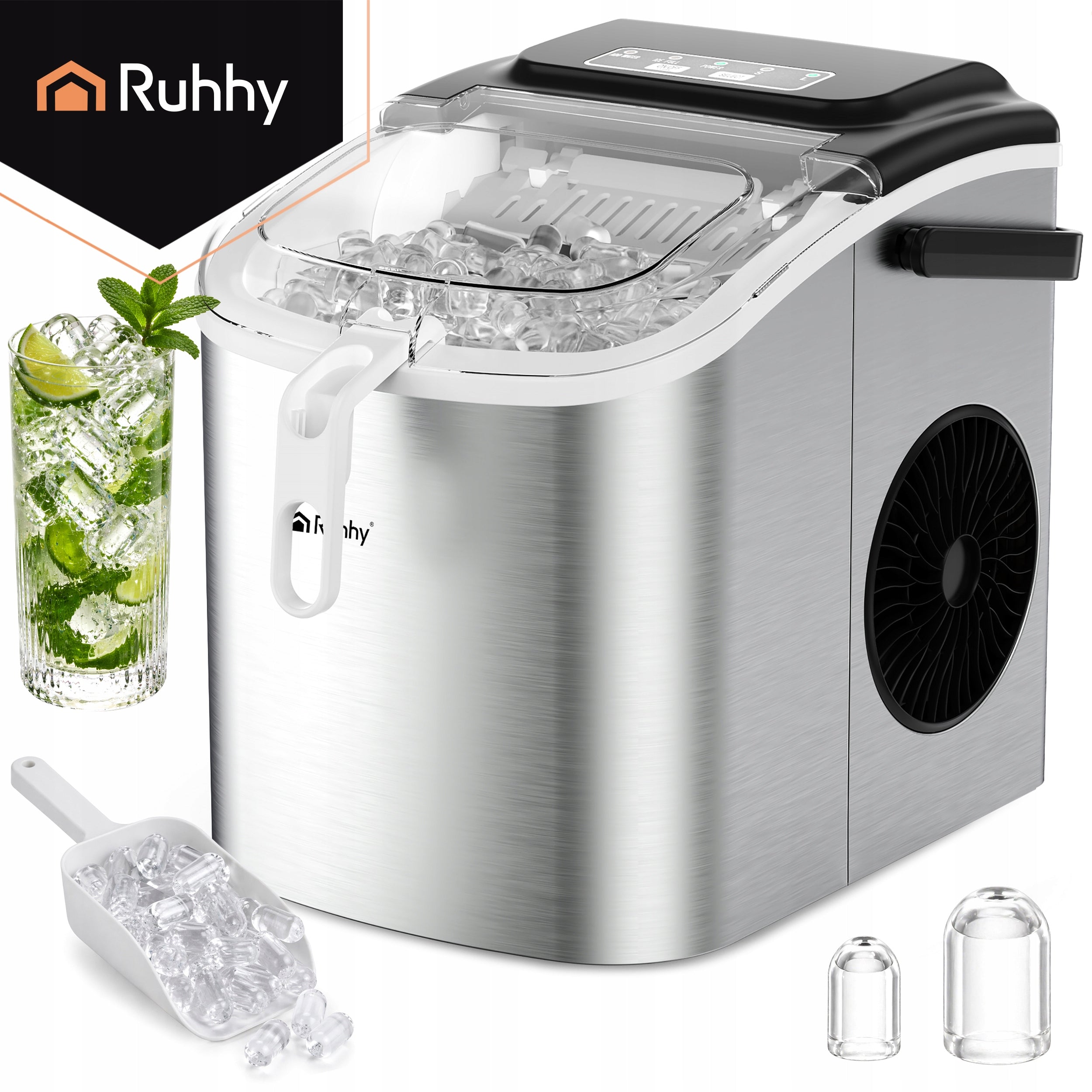 Ice maker 1,2l silver + Ruhhy spatula Cube size control yes