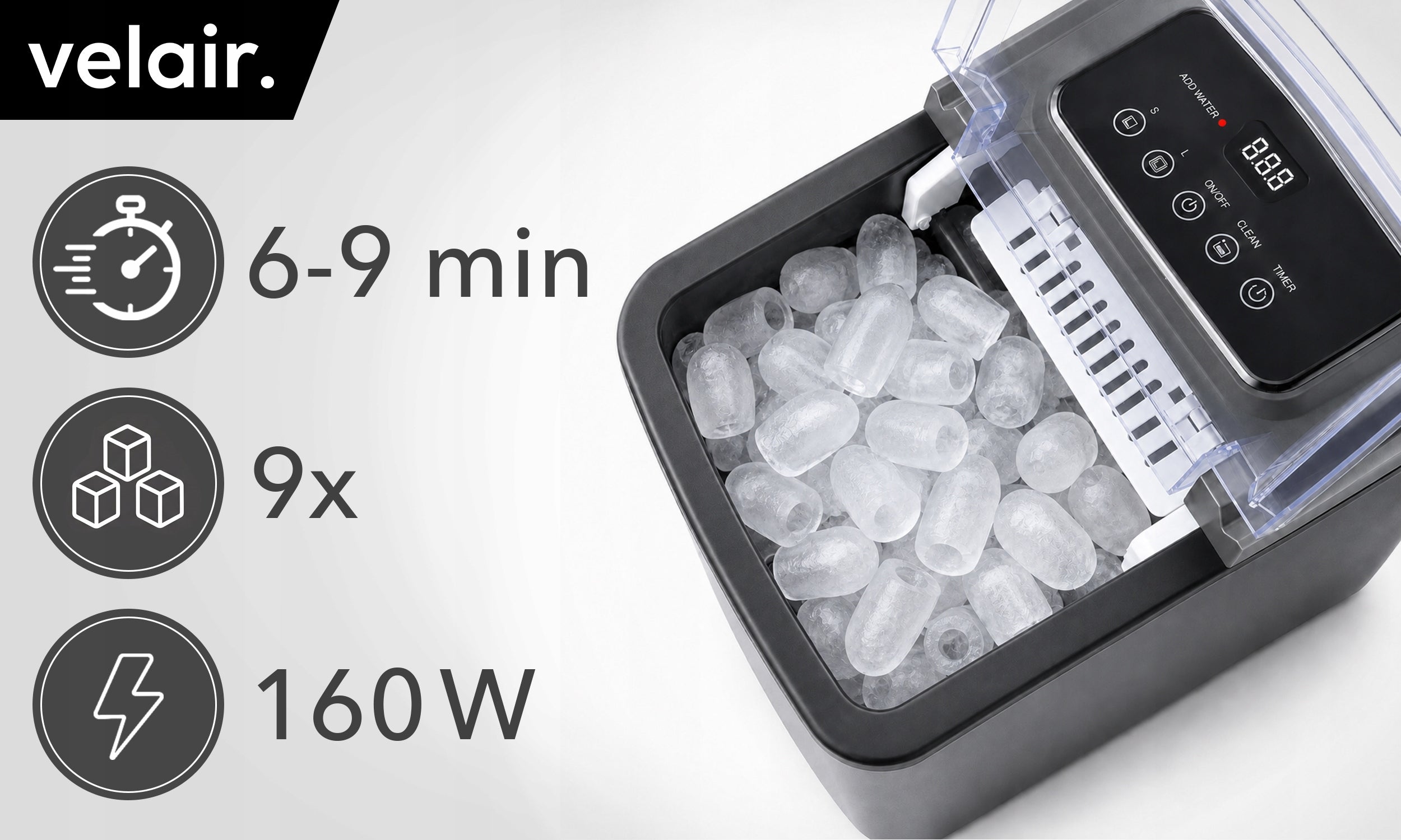 Ice maker ICE PRO 160W! ICE 6 MINUTES! 12kg/24h + GUIDE FREEBIE! Model ICE PRO