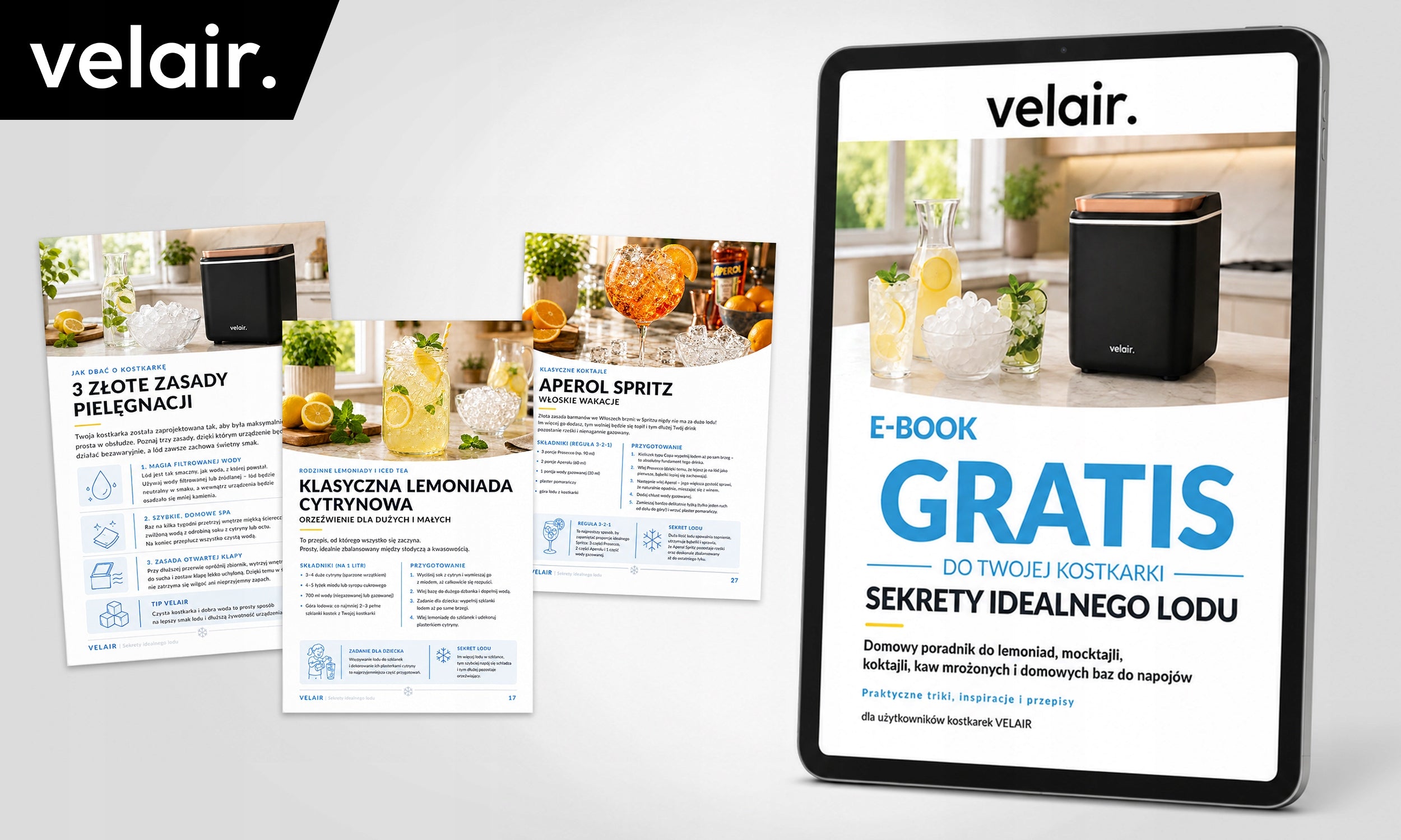 Ice maker VELAIR PURE black 140W 15kg/day + GUIDE FREEBIE! Manufacturer code PURE