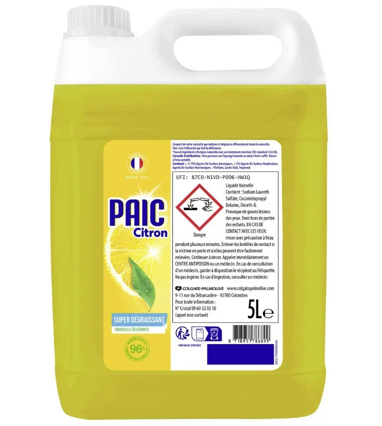 Iconic dishwashing liquid PAIC Citron 5l