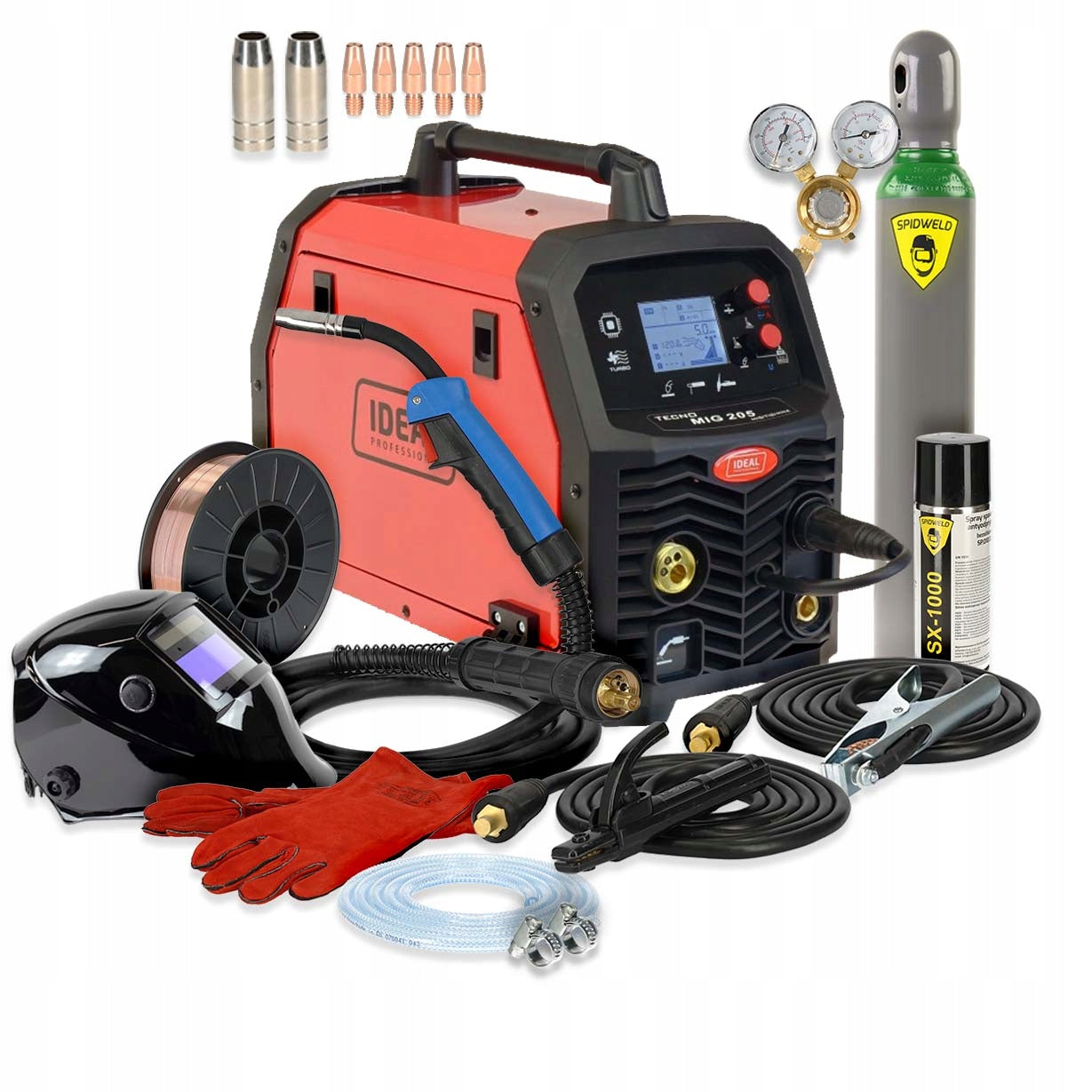 Ideal Inverter MIG MAG 200A MMA TIG ALU MIGOMAT FLUX Set