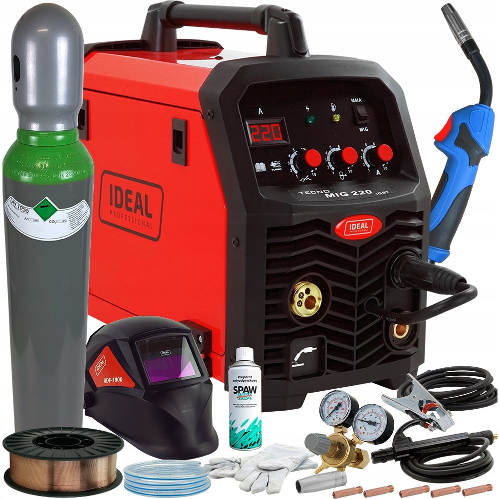 Ideal TECNOMIG 220A MAG MMA 230V Set Mask CYLINDER WIRE MIGOMAT