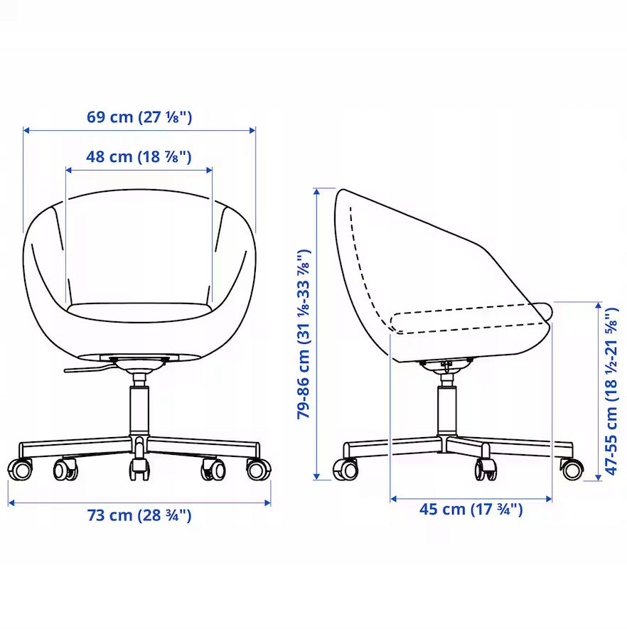 Ikea Skruvsta swivel chair 86 cm Ysane White / White Comfortable Stylish EAN (GTIN) 0000150402990