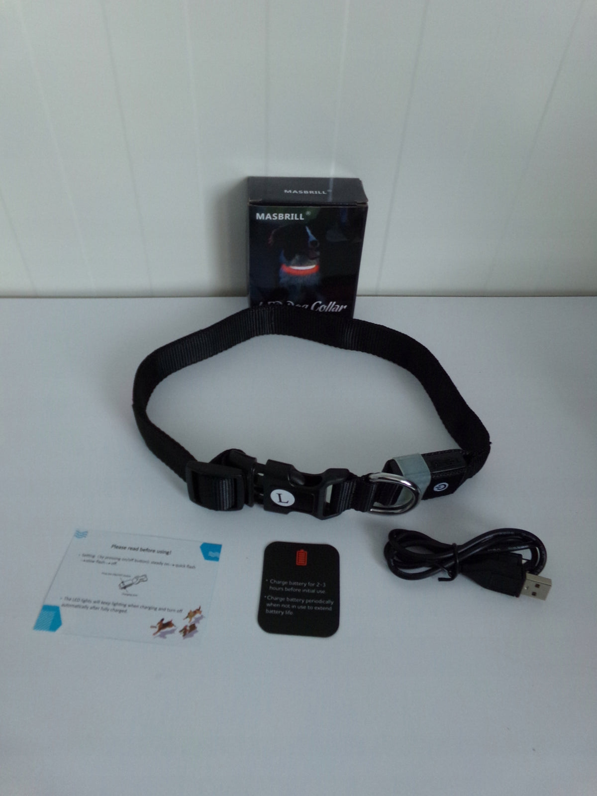 Illuminated LED Dog Collar, Adjustable, USB, Light Modes L Brand no brand