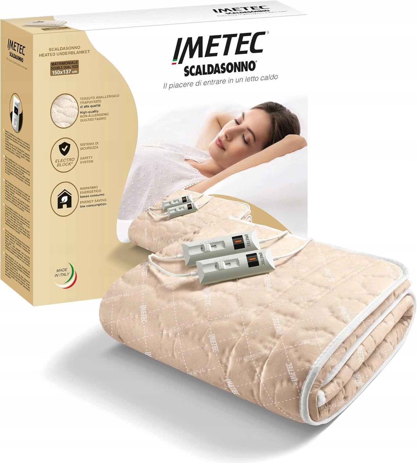 Imetec 6221C Electric Bed Heater 50W Beige Polyester Medical device no