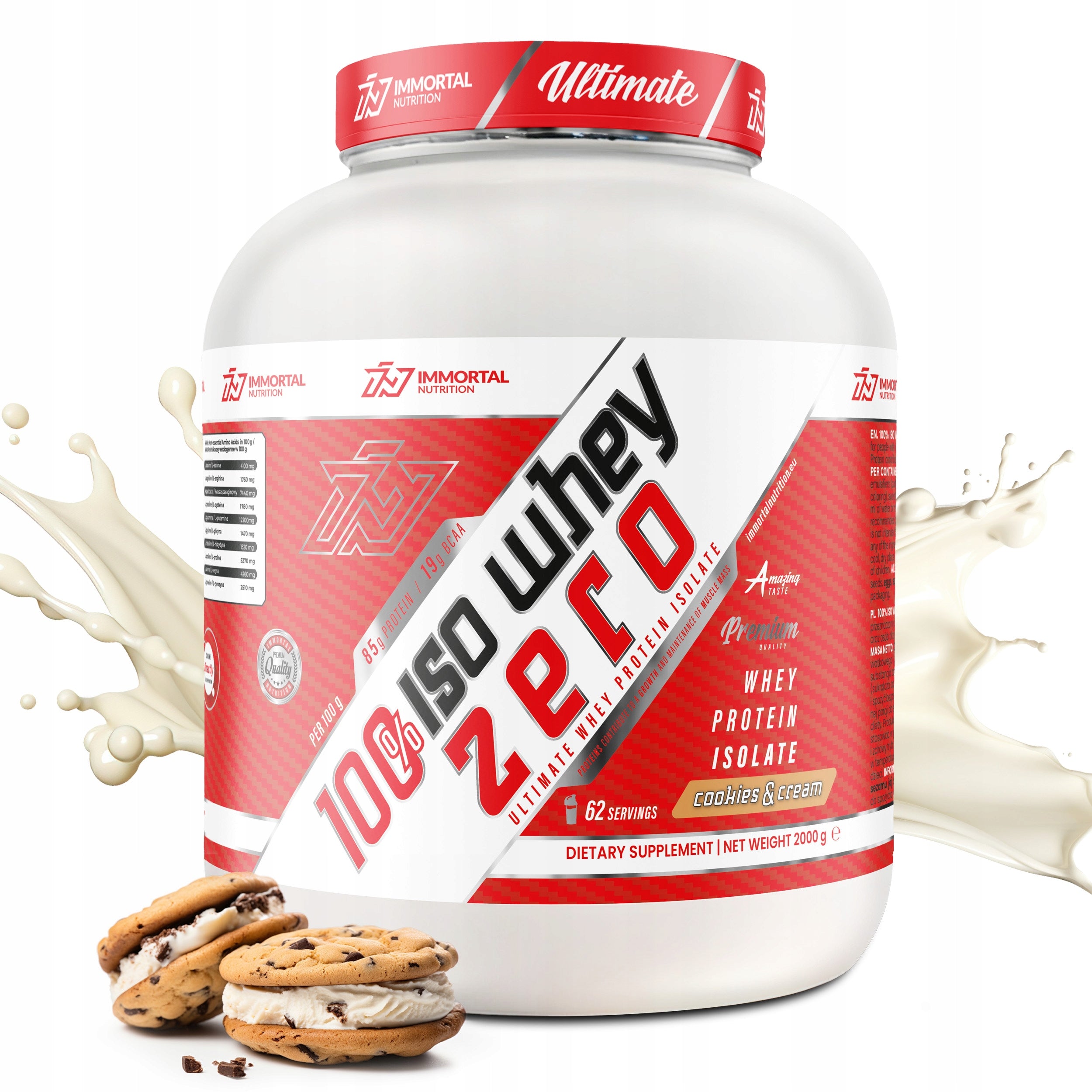 Immortal Iso Whey Zero 2000g PROTEIN WHEY ISOLATE WPI 2KG MUSCLE MASS