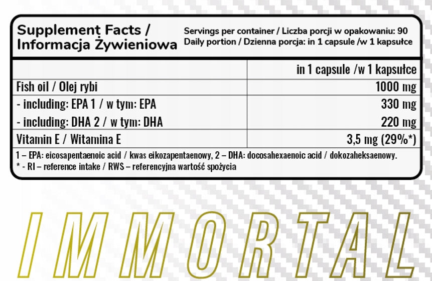 Immortal Strong Omega 3 FORTE 90 caps 330 EPA / 220 DHA RESISTANCE, HEART Expiration date at least 1 year from the date of purchase