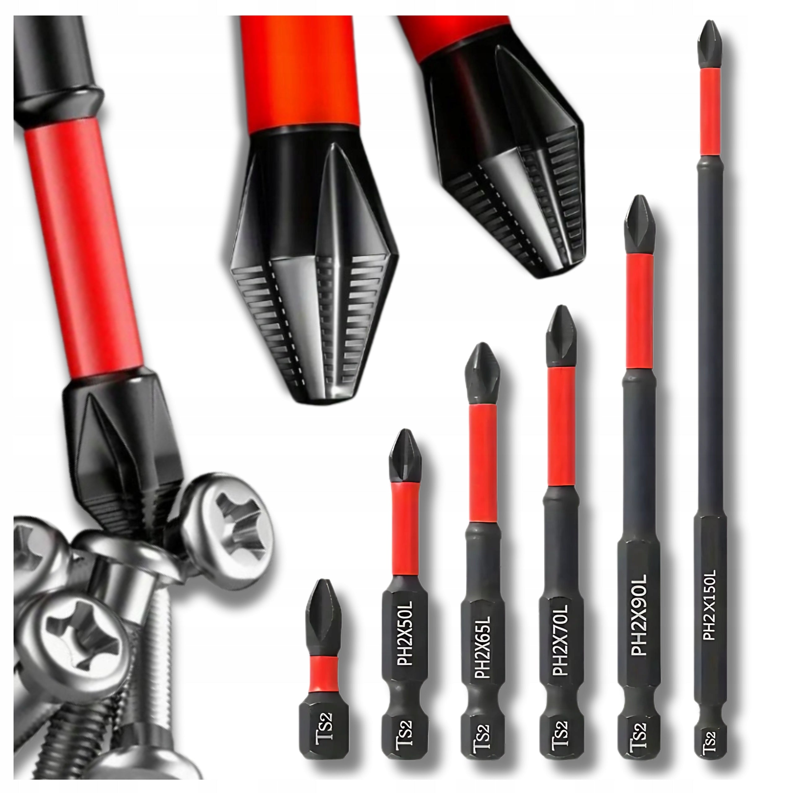 Impact Bits Long for Drill Screwdriver Set of 6pcs Bits Cap
