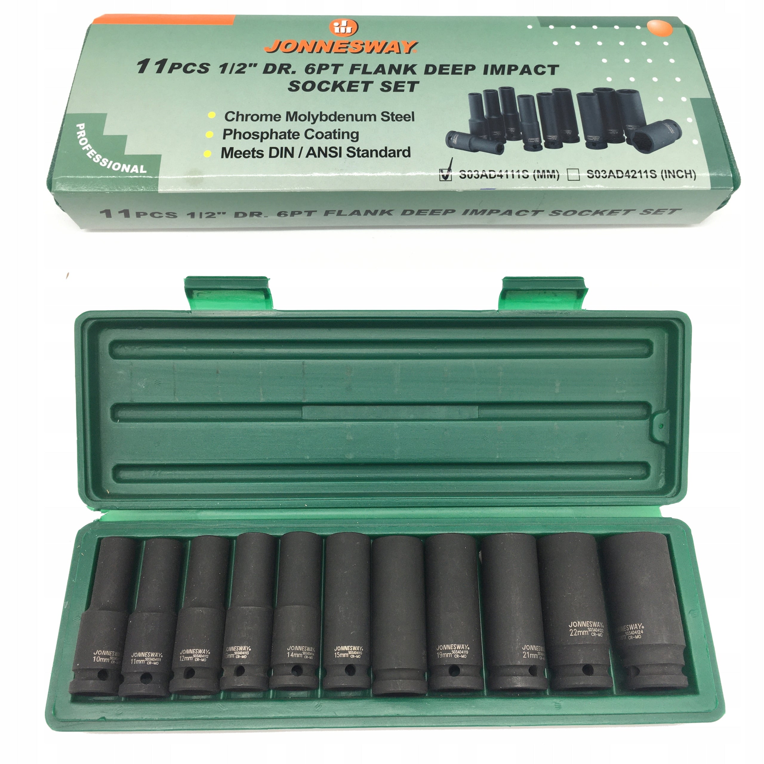Impact Socket Set 1/2 Impact Caps 10-24mm JONNESWAY