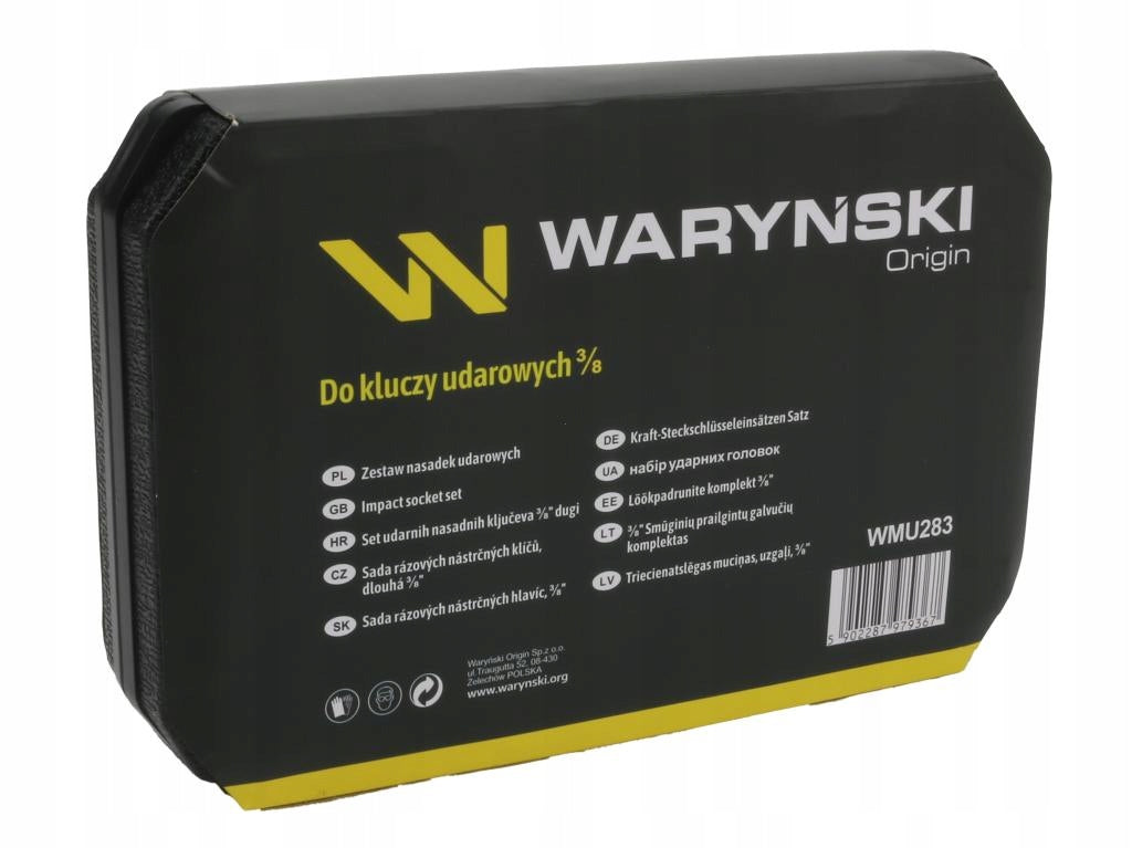 Impact Socket Set, 3/8 Inch Extended CrMo Steel 12 el. Brand Waryński