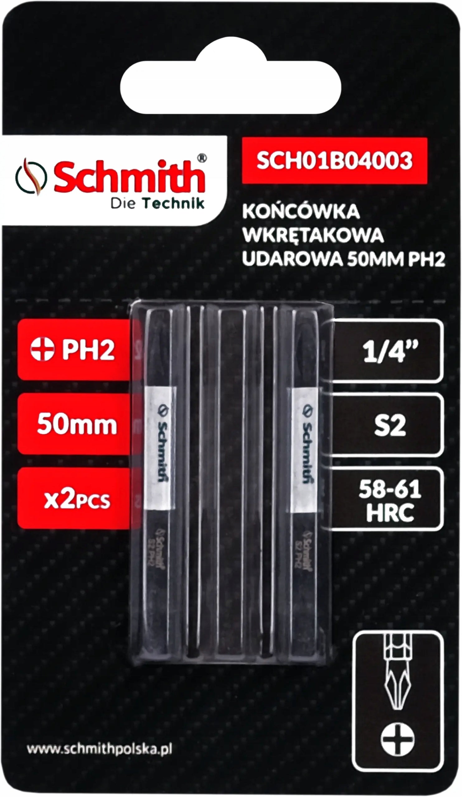 Impact bit PH2 50mm 2 pcs Schmith Manufacturer code SCH01B04003