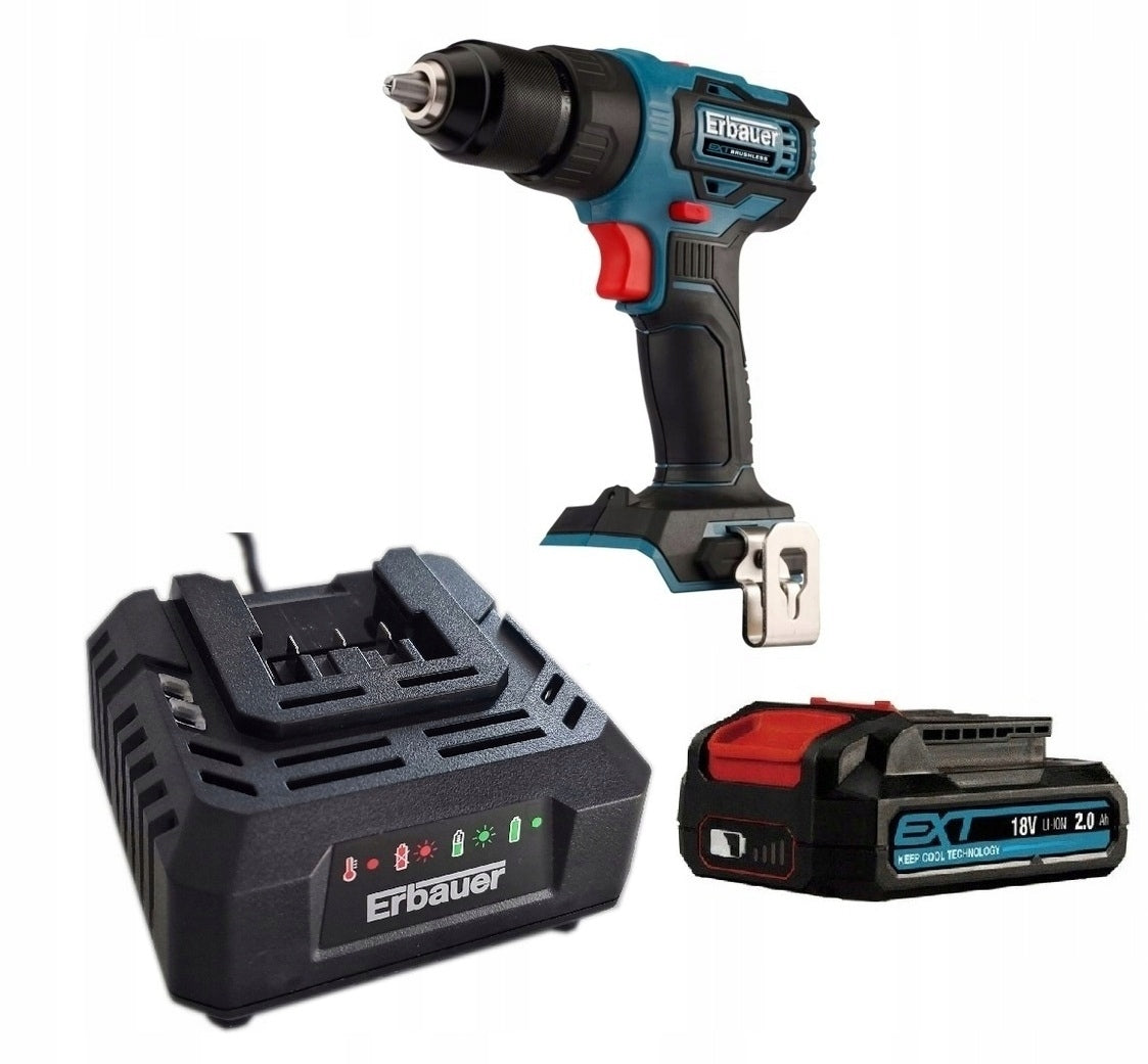 Impact screwdriver BRUSHLESS ERBAUER 18 V BATTERY 2 ah + CHARGER